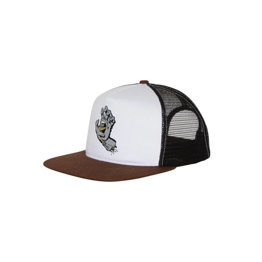 Santa Cruz Screaming Hand Mesh Trucker Hat - White/Brown/Black